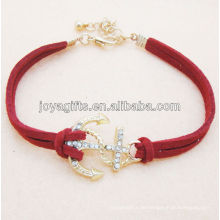 Roter Leder Anker Armband